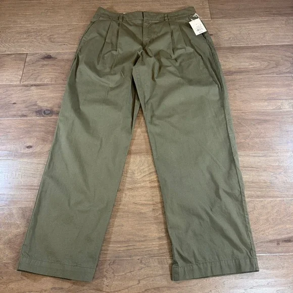 A New Day Women Olive Green Pleated Wide Leg Pants Size 12 - Picture 1 of 8